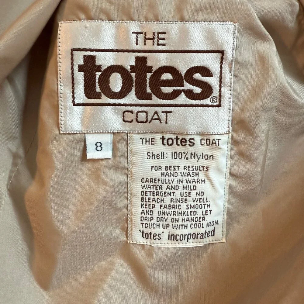 The Totes Coat Vintage‎ Lightweight Tan Button Down Raincoat Size 8